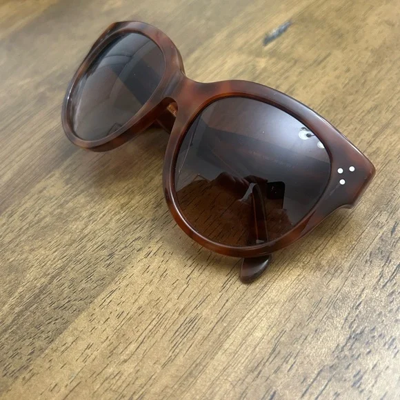 Celine Brown Tortoise Oversized Cat Eye Sunglasses Gradient - Picture 6 of 13